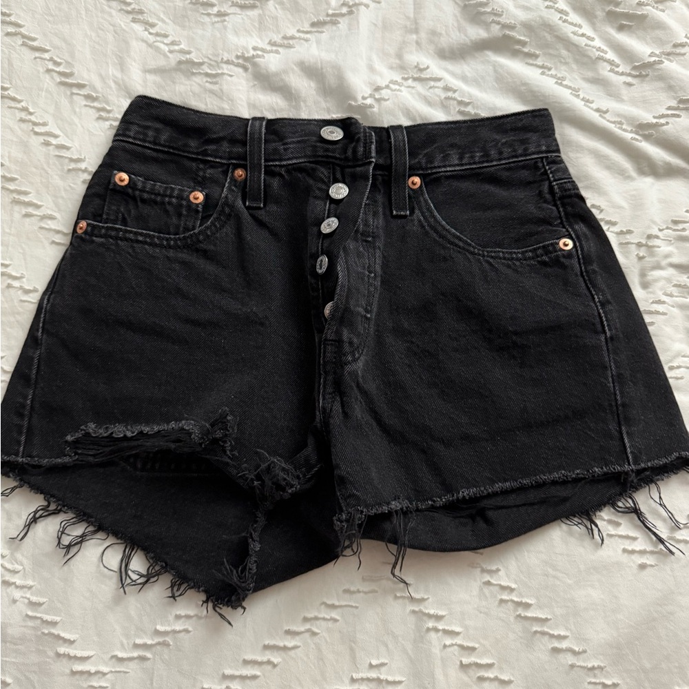 Levi's Black Frayed Jean Shorts